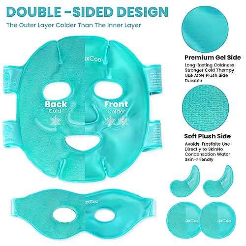 Ice Face Eye Mask for Dark Circles and Puffiness Cold Warm Compress, Gel Cold Cooling Face Mask Package for Women and Men, Migraines, Headache, Stress and Relaxation