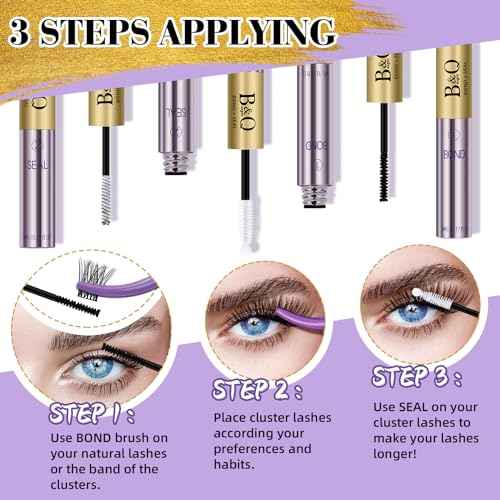 B&Q Lash Cluster Glue 10ml, Waterproof Bond and Seal Lash Glue, Long Lasting cluster lash glue, 2 in 1 Eyelash glue for Clusters Use Strong Hold 48h (Bond & Seal)