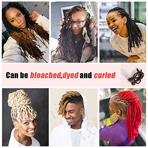 IXIMII 6 inch Human Hair Dreadlock Extensions 60 Strands 0.4cm Full Handmade Permanent Loc Extensions Soft Natural Black Dreads with Needle and Comb for Kids,Men,Women
