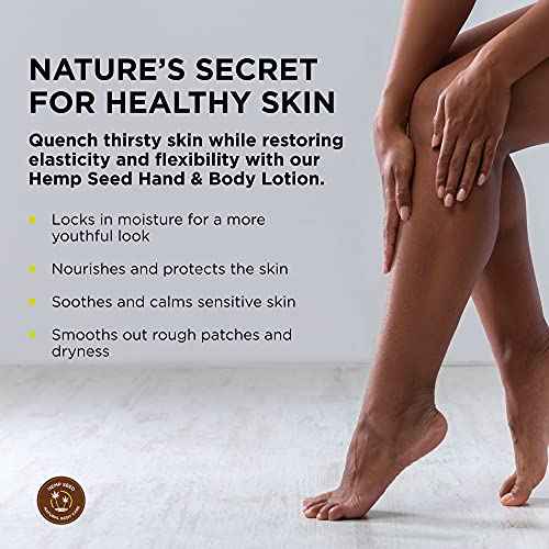 Hemp Seed Hand & Body Lotion - Soothe Dry Skin - Argan Oil, Hemp Seed Oil - Light, Non-Greasy Formula - Vegan & Cruelty Free