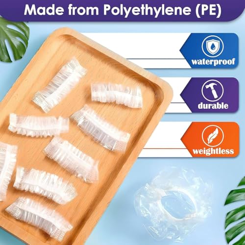 200 Pcs Disposable Ear Covers for Shower Waterproof - Ear Shower Caps for Adults Ear Caps for Shower Ear Covers for Hair Dye Plastic Ear Covers for Showering - Disposable Ear Protectors for Water