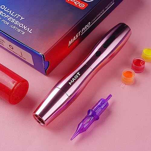 Mast P20 Wireless Tattoo Pen Machine Rotary Tattoo Gun Lightweight Digital Display Slim Frame for Women Aritst (1 battery- pink)