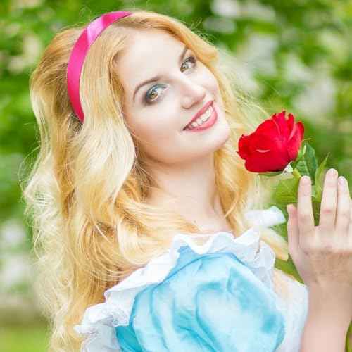 1.15 Inch Hot Pink Headband for Women, Fashion Satin Slik Plain Headband Non Slip DIY Head Band Gifts Holiday Christmas Hair Accessories for Girls Teen