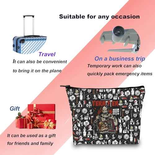 KUIYAI Clown Movie Merchandise Cosmetic Bag Horror Movie Fans Gifts Halloween Scary Clown Makeup Bag Spooky Season Gift (TerrifierMupBlk)