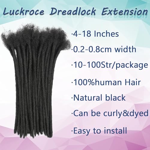 Loc Extension Human Hair 6 Inch 70 Strands Human Hair Loc Extensions Permanent Dreadlock Extensions for Women Men (Width 0.4cm #1B)