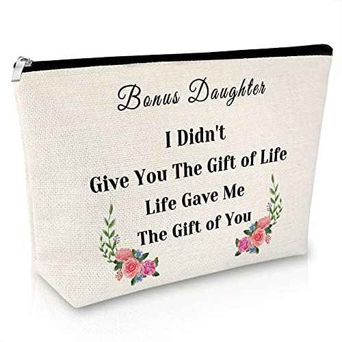 Sfodiary Bonus Daughter Gifts Makeup Bag Step Daughter Adoption Gifts from Stepmom Stepdad Wedding Present Cosmetic Bag Christmas Valentines Day Birthday Present Travel Pouch