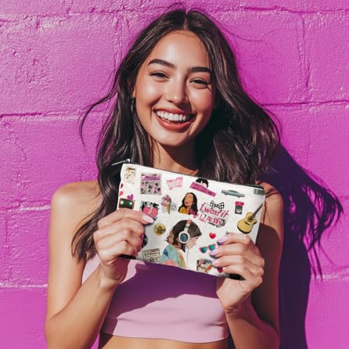 4Pcs Music Gifts Cosmetic Bag 5.91x9.06 inch Canvas Makeup Bags with Zipper Polycotton Travel Toiletry Pouches for Students Teacher Graduation Birthday Christmas Gift