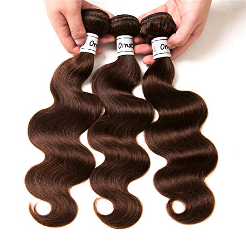 Body Wave Light Brown Bundles Human Hair Brazilian Body Wave Hair Extensions Sew In 9A Grade Virgin 100% Unprocessed Remy Human Hair Weave Extensions (Body 4#, 16 18 20inch)