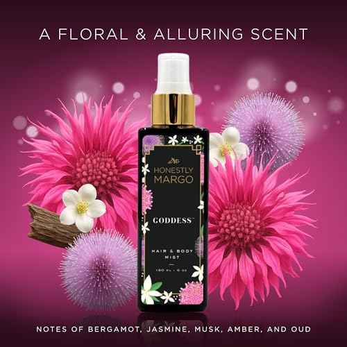 Honestly Margo Goddess Hair & Body Mist (6 Oz) ? Alluring Perfume for Women for Hair and Skin with Bergamot, Jasmine, Musk, Amber and Oud Scent ? Luxury Hair Perfume for Women & Body Spray