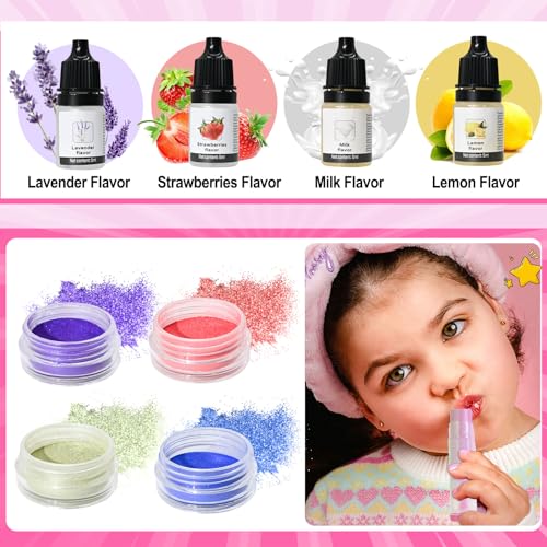 GZDUCK DIY Lip Balm Making Kit- 42Pcs Lip Balm Making Set for Girls, Make Your Own Lip Gloss, Lip Gloss Making Set with Multi-Flavor Multicolored DIY Makeup Set Gifts for Women Teens Kids