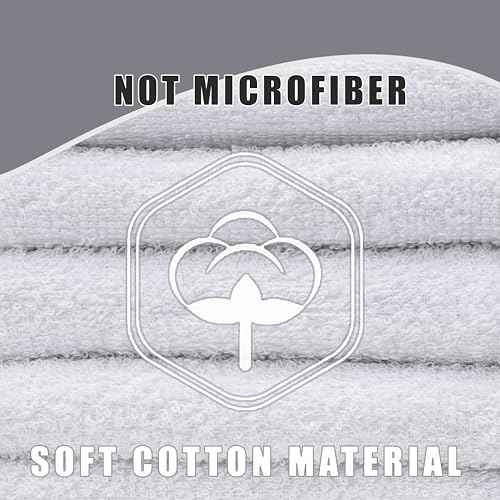 Textila Terry Wash Cloths ? Pack of 10, White, 12x12 Inches ? Soft, Absorbent & Multipurpose Cotton Washcloths for Face, Hand, Bath, Kitchen, Spa, Gym & Hotel Use