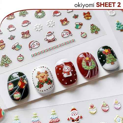 4 Sheets of 3D Christmas Nail Stickers - 258 Cute Nail Decals - Embossed Kawaii Nail Stickers for Kids | Cute Holiday Theme - Santa, Reindeer, Snowman, Gifts, Candy Cane | Glow in The Dark
