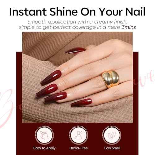 modelones Christmas Red Gel Nail Polish Set 6 Colors Dark Cherry Red Cat Eye Glitter Color Changing Hema-Free Burgundy Gel Polish with Magnet Soak Off U v Nail Art Manicure Home DIY Gifts for Women