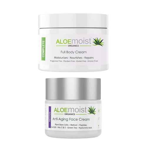 AloeMoist Anti Aging Retinol Cream for Face and Natural Aloe Vera Body Lotion - Face & Body Moisturizing Cream