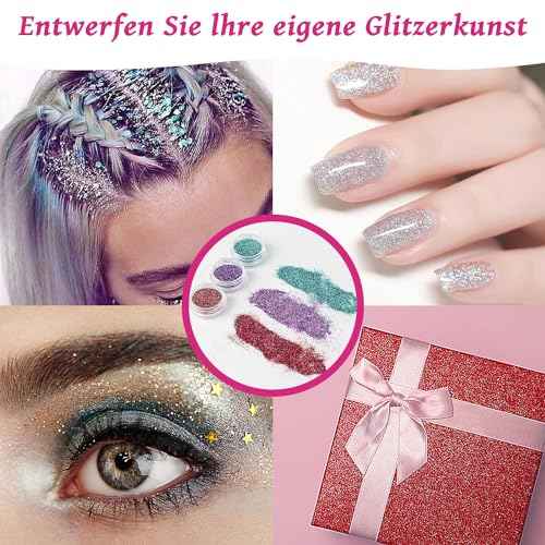 12 Color Temporary Glitter Tattoo Kit for Kid, with 92 Stencils, 2 diamond stickers, 2 Glues & 5 Brushes, Adults & Kids Arts Glitter Make Up Kit, Beautiful Holiday Gifts for Girls & Boys.
