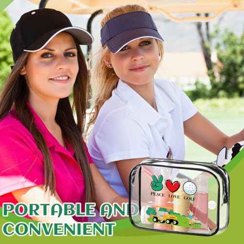 Kacctyen 12 Pcs Golf Pouch for Women 7 x 4. 7 x 2. 4 Inch Christmas Golf Gift Cosmetic Makeup Bags PVC Clear Cheer Case Toiletry Pouch for Women Purse Zipper Bulk Goodie Gifts Accessory Team Party