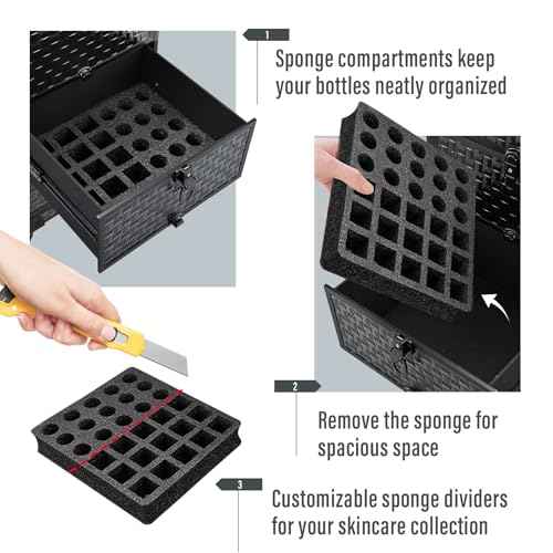 Salon Cart with 3 Drawers, Nail Trolley Cart with Wheels Salon Station Rolling Makeup Train Case Cosmetology Case Organizer Cases for Nail Tech,SPA,Face Painting,Hairstylist,Makeup Artist