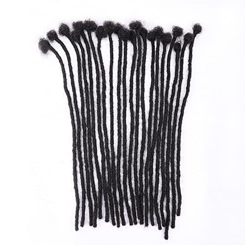 100% Human Hair Dreadlock Extensions for Men/Women, 0.6cm Thickness 16 Inch 30 Strands Full Handmade Can be Dyed and Bleached Permanent Loc Extensions Human Hair Natural Black