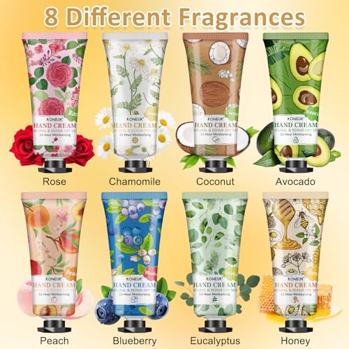 8 Pack Hand Cream Gifts Set for Women, Mini Hand Lotion Travel Size for Dry Cracked Hands, Bulk Hand Cream for Stocking Stuffer, Bridal Shower Favors, Birthday Gifts, Christmas Gifts for Women