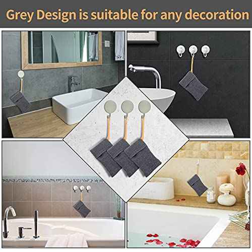 6-Pack Soap Pocket Exfoliating Soap Saver Pouch, Body Scrubber Rough Sponge Exfoliator for Bath or Shower, Gray Mesh Bar Soap Foam Lather Pouch