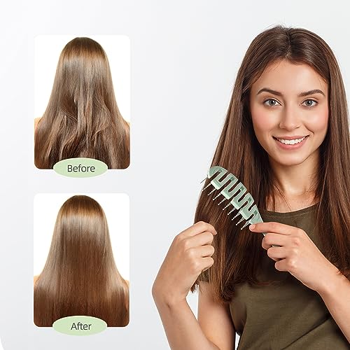 Detangler Hairbrush, Soft Bristle Detangling Brush for Straight, Wavy, Curly and Fine Hair, Dry and Wet, Quick Smoothing for Women and Men, Eco-Friendly & Sustainable Material (Green)