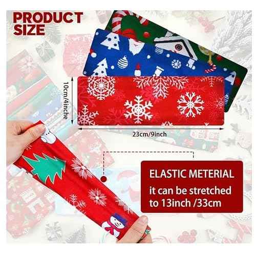 SELF FIND 4pcs Christmas Headbands for Women - Wide Santa Claus & Snowman Deer Tree Knot Turban Xmas Elastic Hair Bands (4 pcs)
