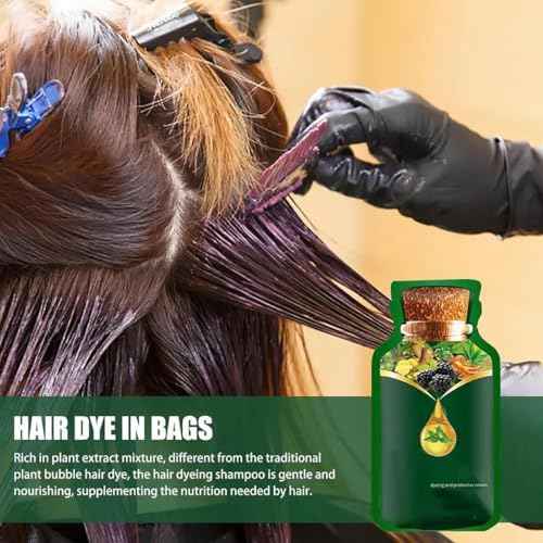 Gentle Plant-Based Quick-Use Hair Dye, Natural Plant Extract Hair Dye for Gray Hair, Tinte Capilar Nutritivo a Base De Plantas, Long-Lasting & Natural Hair Color Shampoo (Black,30ml*10pcs)