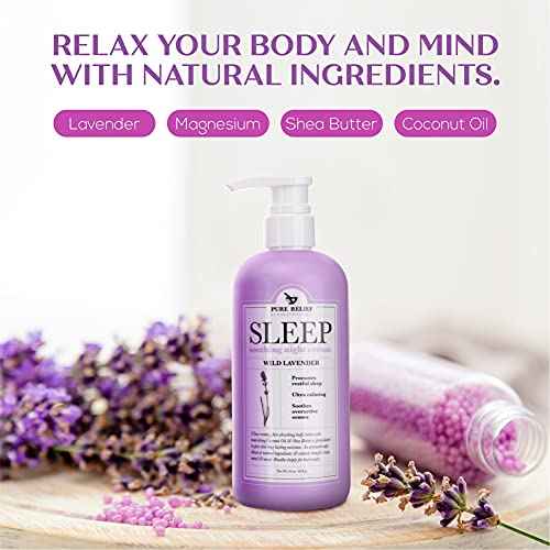 Lavender Sleep Body Lotion Shea Butter + Coconut Oil Body Cream Skin Care Moisturizer To Promote Better Rest W/Natural Soothing Herbal Extracts, Aromatherapy Night Cream, Large 16 Oz