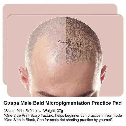 Soft Silicone Man Bald Scalp Micropigmentattion Practice Skin Male SMP Training Pad Hair Strokes Tattoo Sheet for Scalp SMP Practice (3pcs)