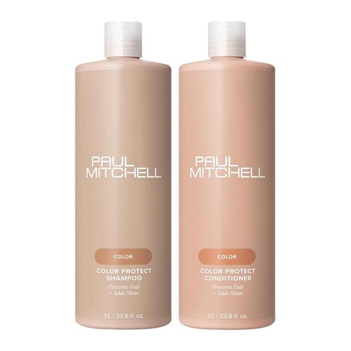 Paul Mitchell Color Protect Shampoo and Conditioner, Adds Protection, For Color-Treated Hair, 33.8 fl. oz, Set