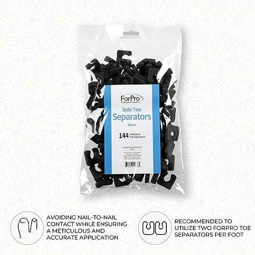 ForPro Sole Toe Separators - Black Luxurious Foam Separators - Individual Toe Separators for Pedicures ?¢桰 144-Count
