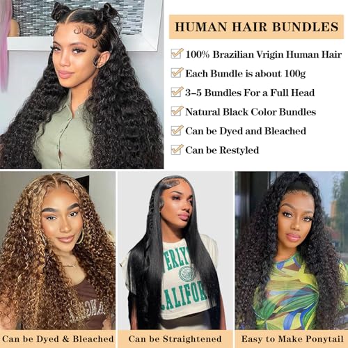 ROYAL IMPRESSION 12A Water Wave 3 Bundles Human Hair 12" 14" 16" 300g 100% Unprocessed Brazilian Virgin Hair Wet and Wavy Human Hair Weave Bundles Natural Color