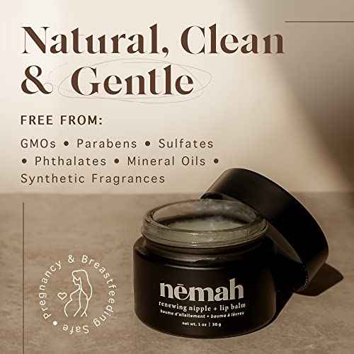 Nemah - Organic Nipple Balm, Nipple Cream Safe for Breastfeeding - 2-in-1 Nipple Butter & Lip Balm, Nursing Nipple Balm - Non-Greasy, Vegan, & Cruelty-Free - 1 oz.