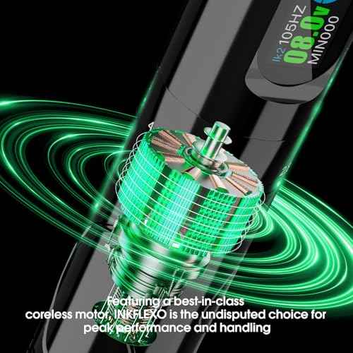 INKin Tattoo Gun Kit, Inkflexo Wireless Tattoo Machine with 6 Adjustable Strokes 2.0mm - 4.2mm Rotary Tattoo Pen Kit with 2Pcs Batteries 1600mAh Power Supply OLED Display for Beginners and Artists