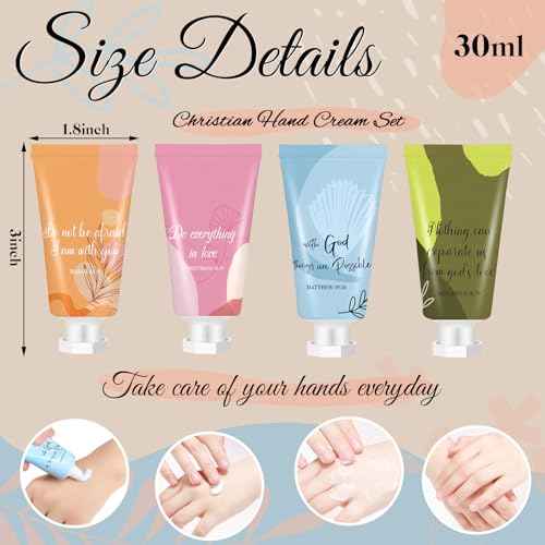 24 Pcs Christian Hand Lotion Bulk Gifts for Women Breast Cancer Awareness Accessories Bible Verse Mini Travel Hand Cream Religious Gift for Church Members Prayers Teachers Coworkers Homeless