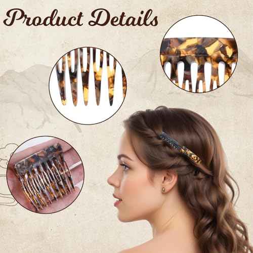 4 Pcs French Side Combs for Small French Twist, Decorative Hair Clips, Women's Bun Strong Hold Clips, Styling Accessories