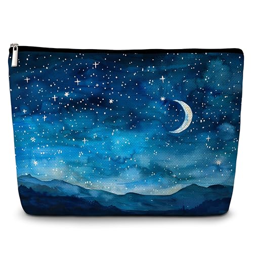 GREOXG Night Starry Sky Makeup Bag, Small Travel Cosmetic Bag with Zipper, Cute Makeup Pouch Gift Ideas for Women Teen Girls Friends Mom Sisters Teacher Birthday Christmas Wedding Graduation-E26