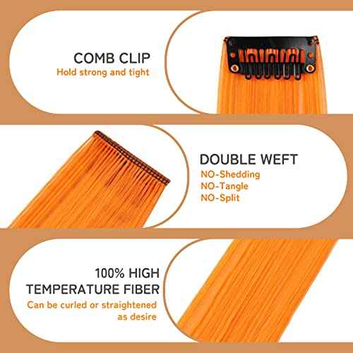 32 PCS Colored Clip in Hair Extensions, BEAHOT 16-21Inch Rainbow Long Curly Wavy Hairpieces Clip in Synthetic, Halloween Cosplay Dress Up Fashion Party Christmas New Year Gift for Women Kids Girls