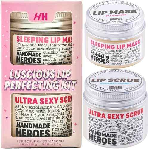 100% Natural Lip Scrub Vegan Conditioning Coconut Lip Exfoliator Gentle Exfoliant Sugar Lip Polish and Lip Exfoliator Scrubber for Chapped and Dry Lips (Lip Scrub and Mask Gift Set)