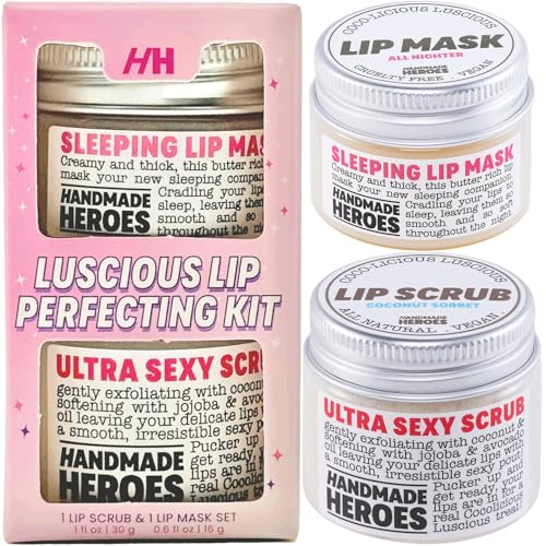 100% Natural Lip Scrub Vegan Conditioning Coconut Lip Exfoliator Gentle Exfoliant Sugar Lip Polish and Lip Exfoliator Scrubber for Chapped and Dry Lips (Lip Scrub and Mask Gift Set)