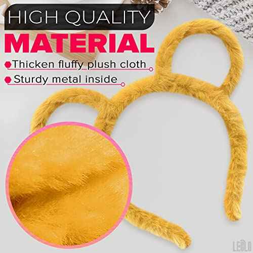 Chipmunk Ears Headband - Yellow Bear Ears Headband - Halloween Costumes | Lightweight Non-Slip Plush Hair Accessory for Skincare, Spa, Party, Events | For your Halloween, Holiday, or Casual Look
