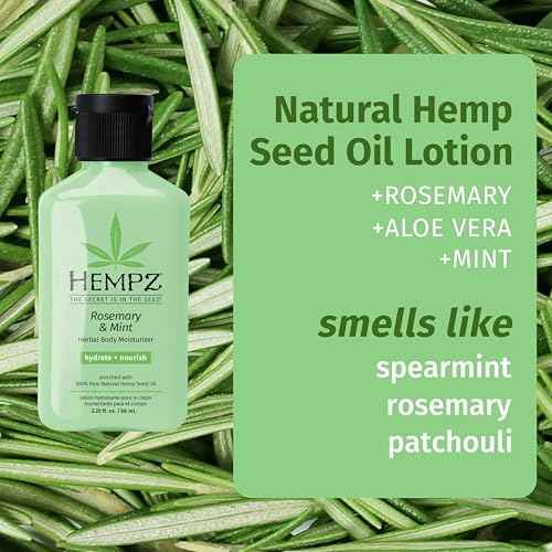 HEMPZ Herbal Body Moisturizer, Rosemary & Mint Travel Mini 2.25 Oz ? Hydrating Lotion Rich with Minerals, Vitamin C, & Hempseed Oil to Nourish & Repair Extremely Dry or Sensitive Skin, for Women & Men