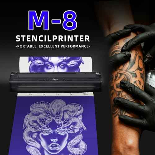 GBK Wireless M8 Tattoo Stencil Printer with 5pcs Transfer Paper - Bluetooth Tattoo Stencil-Fits Custom-Size A4-A8 Width Thermal Paper,Compatible for iOS & Android Phone,Laptop & iPad