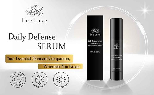 EcoLuxe Vitamin C Face Serum – Daily Defense Brightening & Antioxidant Complex for Anti-Aging, Dark Spots & Smooth, Radiant Skin