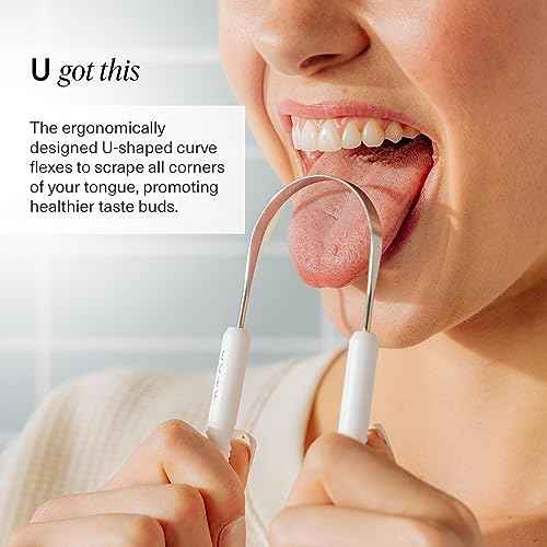 Boka Tongue Scraper for Adults & Kids with Case - Stainless Steel Tongue Cleaner w/Linen Travel Pouch - Scrubber to Remove Tongue Buildup and Freshens Breath (Pack of 1)