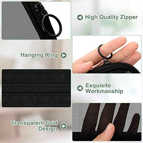 Weewooday 4 Pcs Mesh Makeup Bag Mesh Cosmetic Bag Travel Toiletry Pouch with Zipper Mini Makeup Cosmetic Purse for Daily Accessory(Small, Large, Medium,Black)