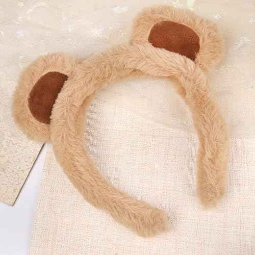Brown Bear Ears Headband Bear Ear Headband Hairband for Makeup Face Washing School Performances Animals Headbands for Halloween Festival