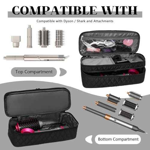 Double-Layer Travel Carrying Case Compatible with Revlon One-Step Hair Dryer Brush/Volumizer/Styler/Shark FlexStyle Attachment Portable Storage Organizer Bag Hair Tools Travel Bag