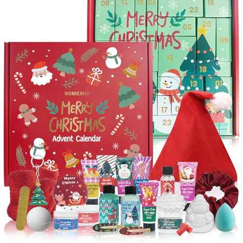 Advent Calendar for Teen Girls, 24pcs Bath and Body Christmas Gifts Sets for Women, Spa Gift Baskets for Women, Skincare Beauty Gifts Box Kit