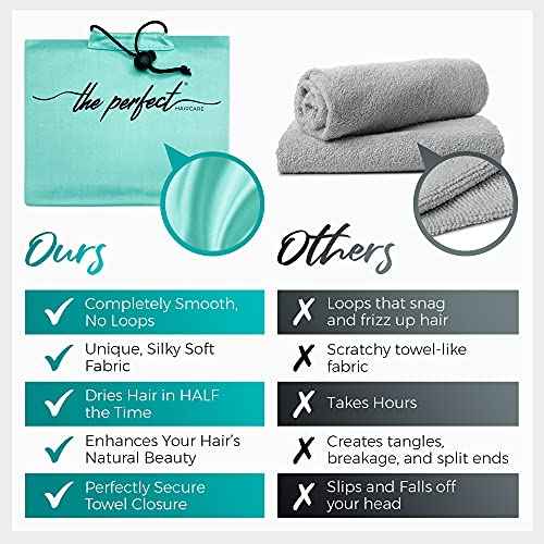 Microfiber Hair Towel Wrap for Women - Gift and Travel - Smooth Like Silk - Curly, Wavy, Straight Hair Girls - Plopping Essential - Anti-Frizz, Fast Drying, Works Better Than a Cotton T-Shirt